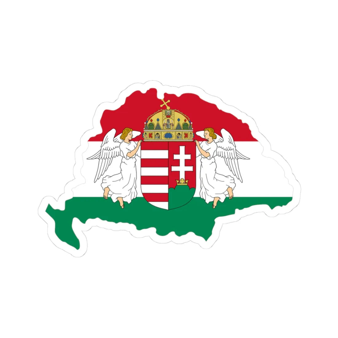 Kingdom of Hungary flag map (Hungary) STICKER Vinyl Kiss-Cut Decal 3 Inch White - The Sticker Space