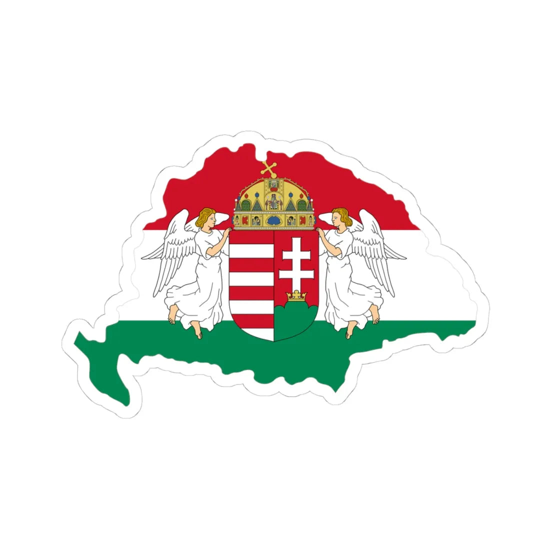 Kingdom of Hungary flag map (Hungary) STICKER Vinyl Kiss-Cut Decal 4 Inch White - The Sticker Space