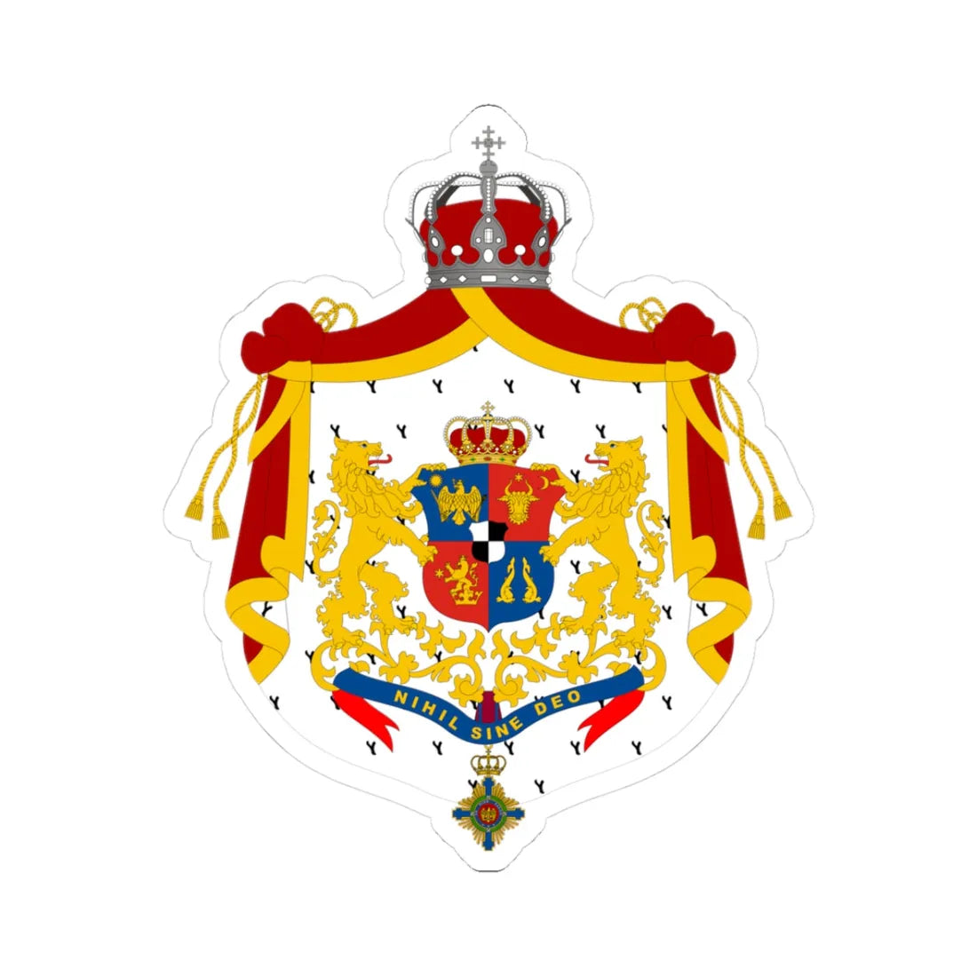 Kingdom of Romania - 1881 CoA (Oman) (Coat of Arms) STICKER Vinyl Kiss-Cut Decal 3 Inch White - The Sticker Space