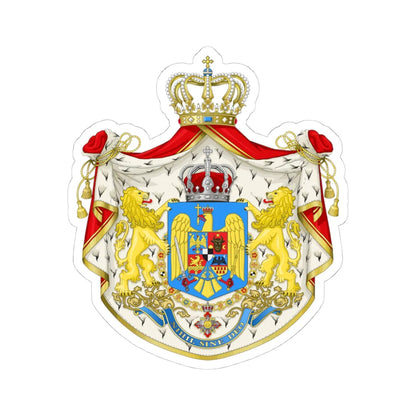 Kingdom of Romania - Big CoA (Oman) (Coat of Arms) STICKER Vinyl Kiss-Cut Decal 4 Inch White - The Sticker Space