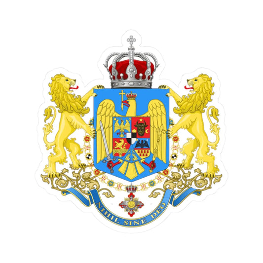 Kingdom of Romania - Medium CoA (Oman) (Coat of Arms) STICKER Vinyl Kiss-Cut Decal 2 Inch White - The Sticker Space