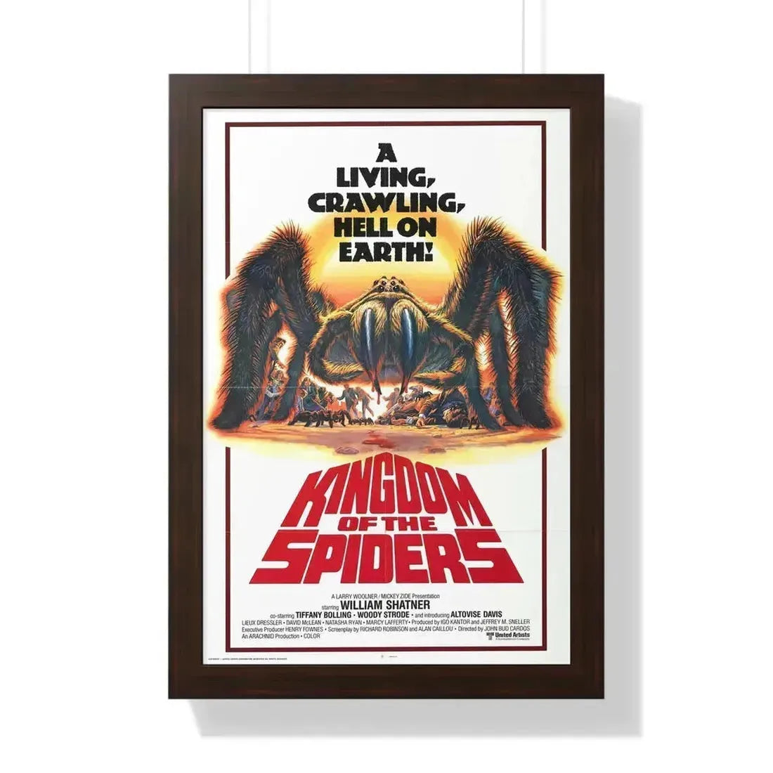 KINGDOM OF THE SPIDERS 1977 - Framed Movie Poster 16″ x 24″ Walnut - The Sticker Space