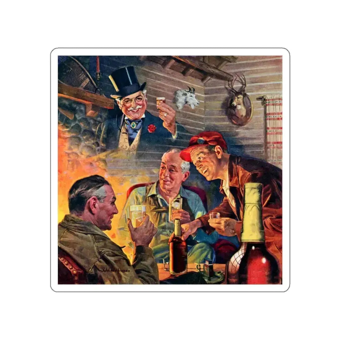 Kinsey Whiskey advertisement, 1940s (Magazine Illustration) STICKER Vinyl Die-Cut Decal White Die-Cut 6 Inch - The Sticker Space