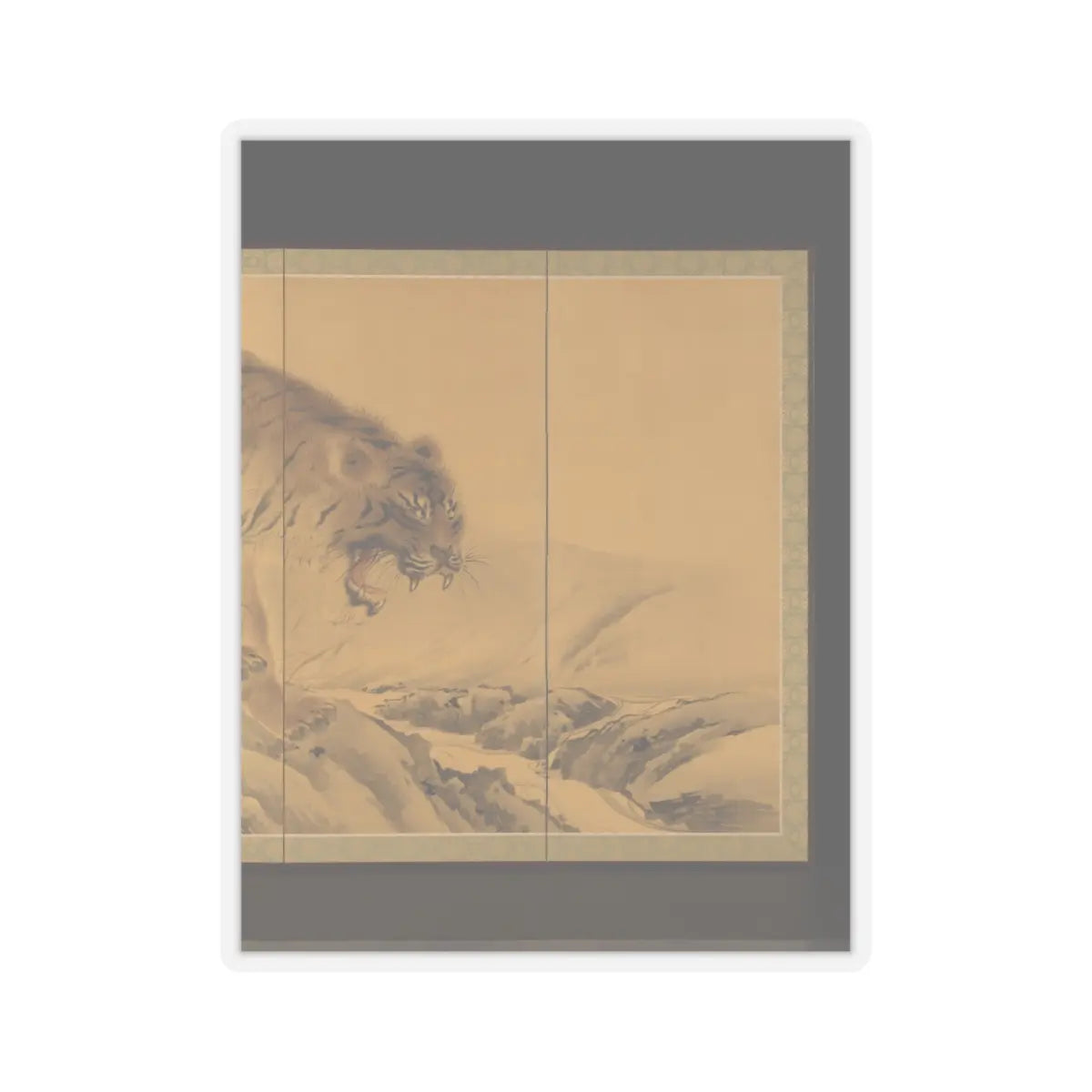 Kishi Chikudō - Tiger, Tigress and Cub - 1892 v6 - STICKER Vinyl Kiss-Cut Decal