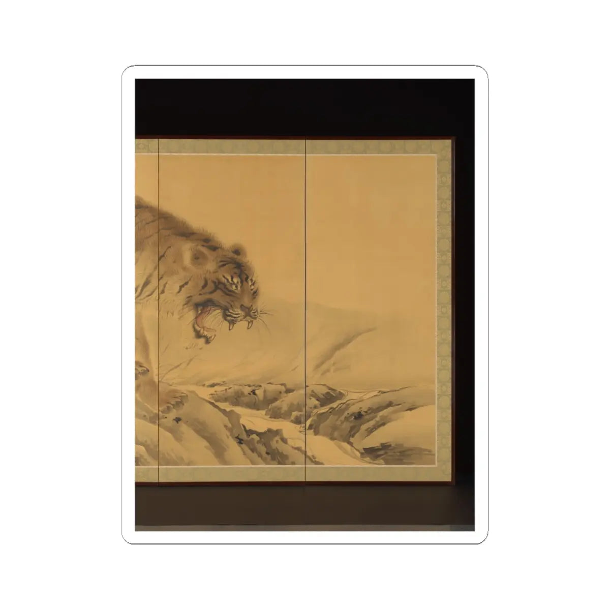 Kishi Chikudō - Tiger, Tigress and Cub - 1892 v6 - STICKER Vinyl Kiss-Cut Decal