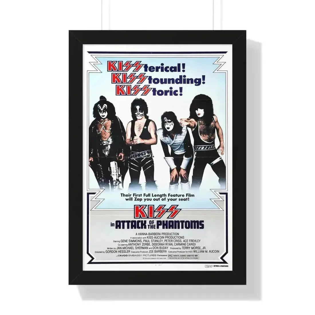 KISS IN ATTACK OF THE PHANTOMS (KISS MEETS THE PHANTOM OF THE PARK) 1978 - Framed Movie Poster 16″ x 24″ Black - The Sticker Space