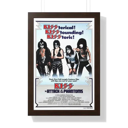 KISS IN ATTACK OF THE PHANTOMS (KISS MEETS THE PHANTOM OF THE PARK) 1978 - Framed Movie Poster 16″ x 24″ Walnut - The Sticker Space