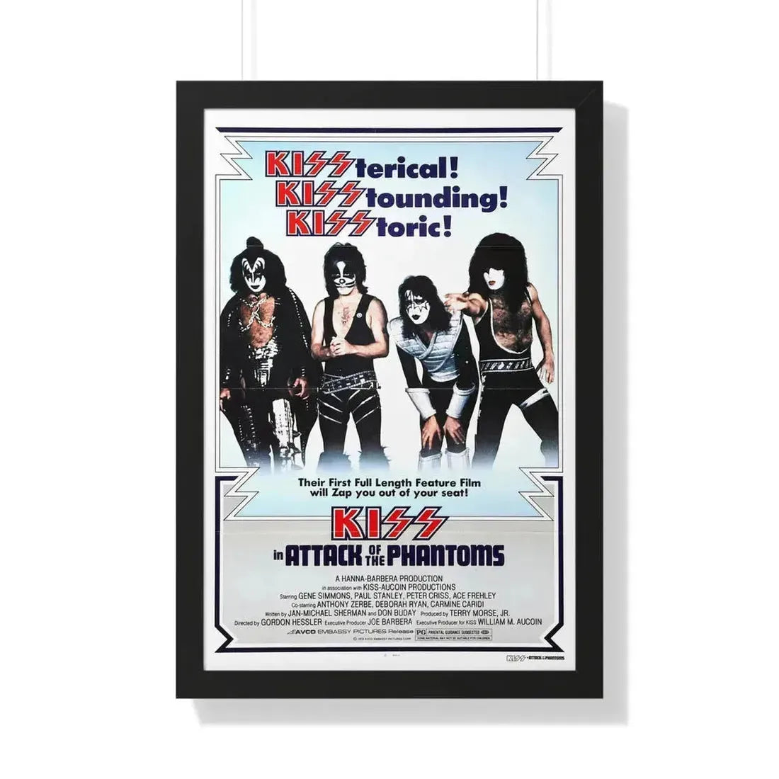 KISS IN ATTACK OF THE PHANTOMS (KISS MEETS THE PHANTOM OF THE PARK) 1978 - Framed Movie Poster 20" x 30" Black - The Sticker Space