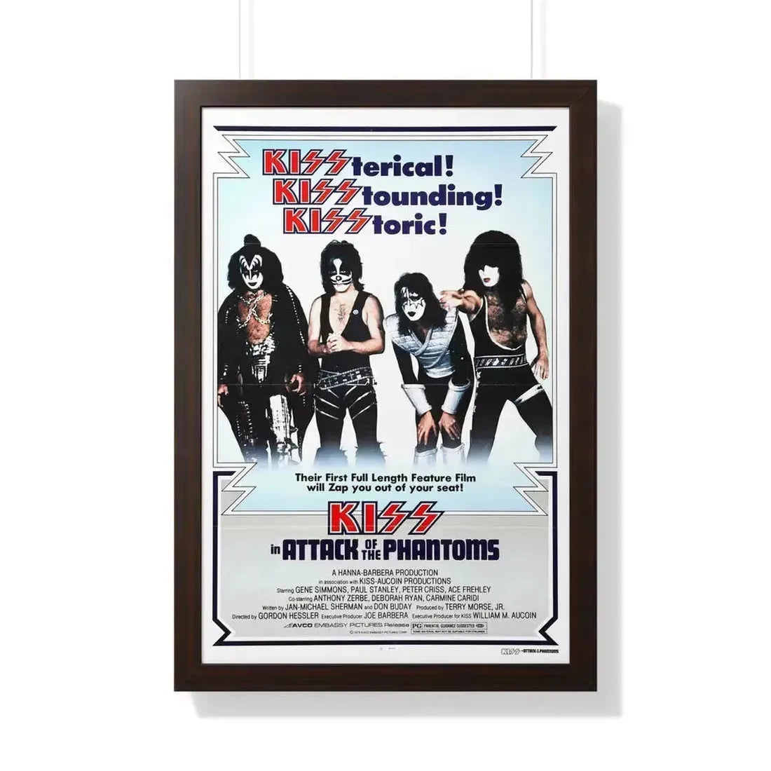 KISS IN ATTACK OF THE PHANTOMS (KISS MEETS THE PHANTOM OF THE PARK) 1978 - Framed Movie Poster 20" x 30" Walnut - The Sticker Space