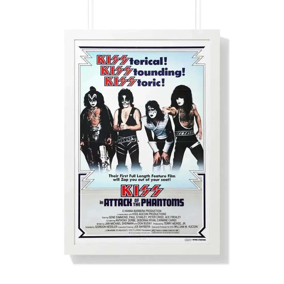 KISS IN ATTACK OF THE PHANTOMS (KISS MEETS THE PHANTOM OF THE PARK) 1978 - Framed Movie Poster 20" x 30" White - The Sticker Space