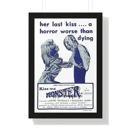 KISS ME MONSTER 1969 - Framed Movie Poster 16″ x 24″ Black - The Sticker Space