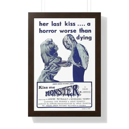 KISS ME MONSTER 1969 - Framed Movie Poster 16″ x 24″ Walnut - The Sticker Space