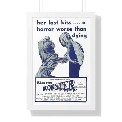KISS ME MONSTER 1969 - Framed Movie Poster 16″ x 24″ White - The Sticker Space