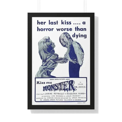 KISS ME MONSTER 1969 - Framed Movie Poster 20" x 30" Black - The Sticker Space
