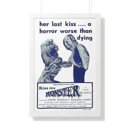 KISS ME MONSTER 1969 - Framed Movie Poster 20" x 30" White - The Sticker Space