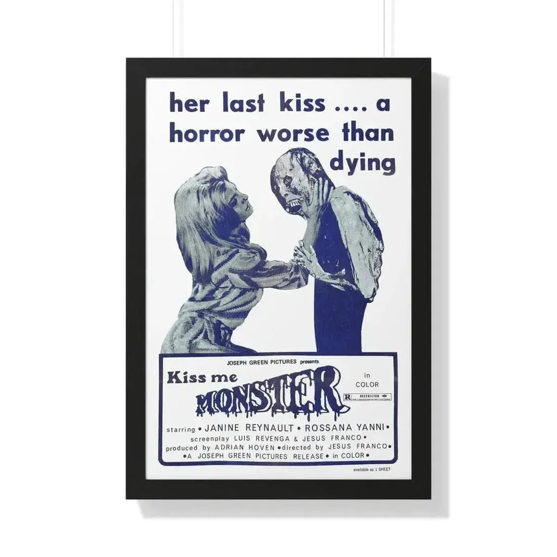 KISS ME MONSTER 1969 - Framed Movie Poster - The Sticker Space