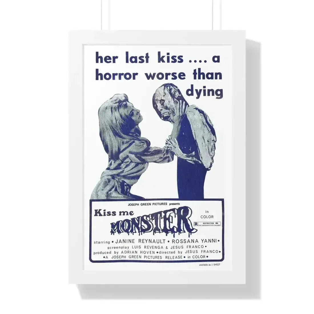 KISS ME MONSTER 1969 - Framed Movie Poster - The Sticker Space