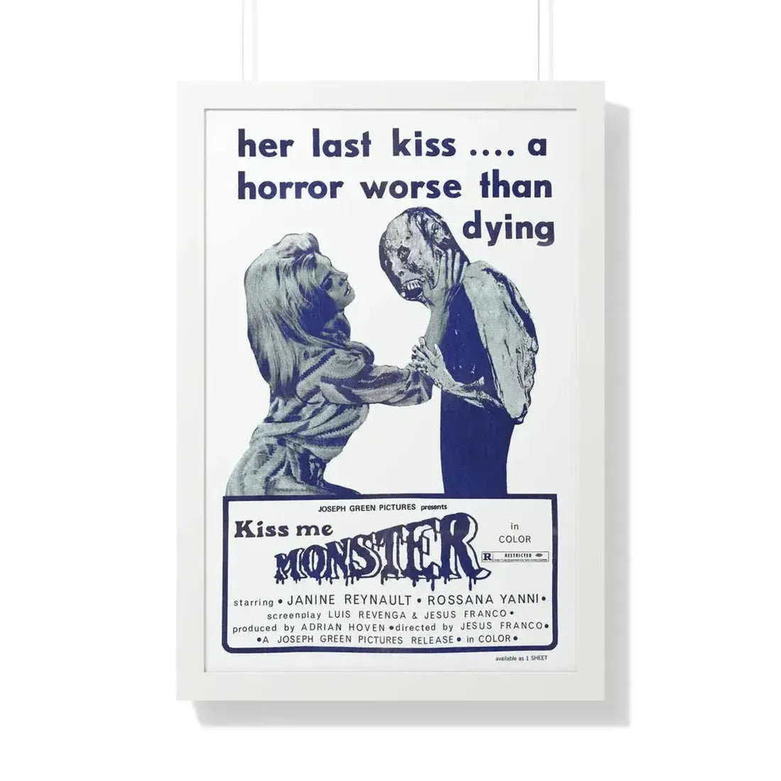 KISS ME MONSTER 1969 - Framed Movie Poster - The Sticker Space