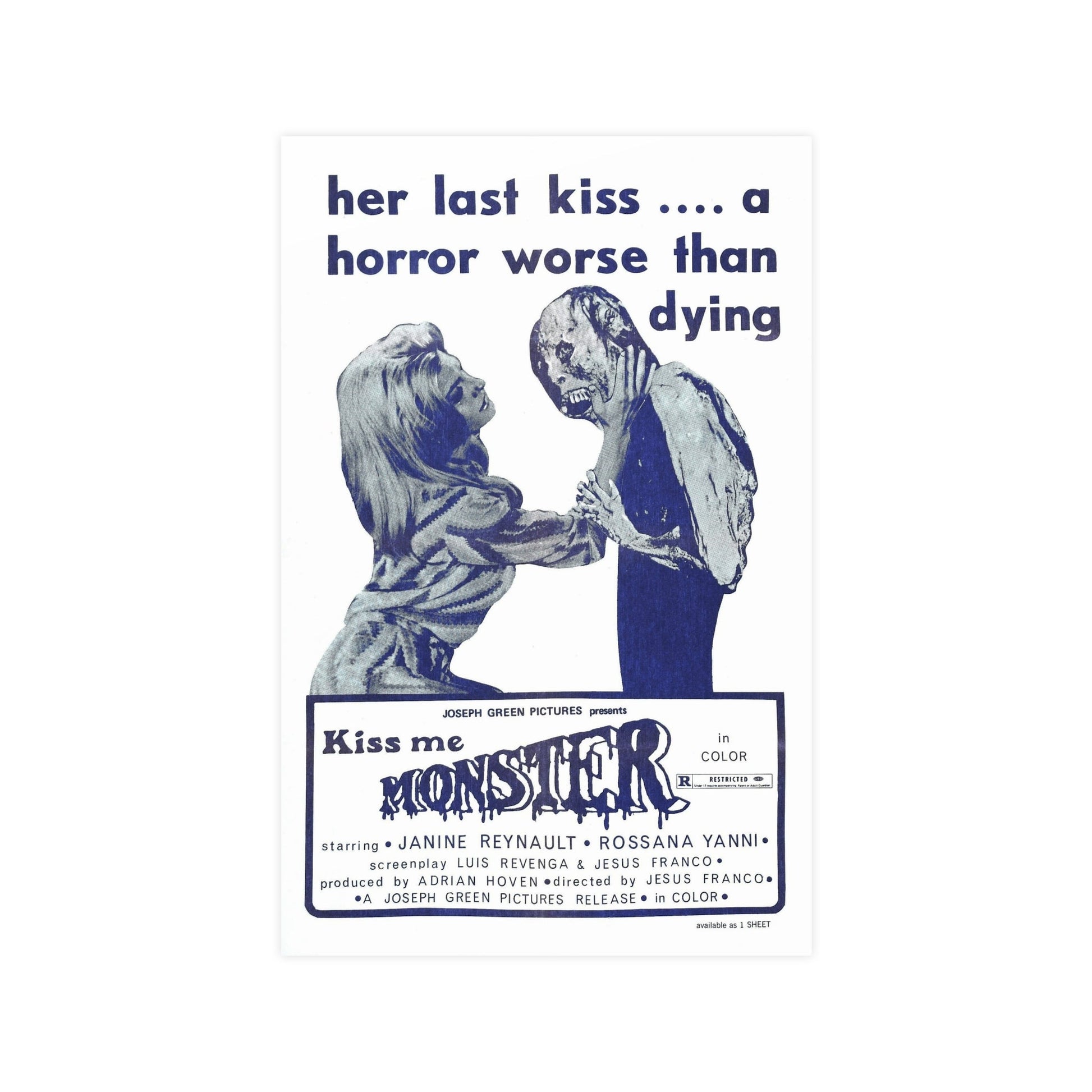 KISS ME MONSTER 1969 - Paper Movie Poster-11″ x 17″ (Vertical)-The Sticker Space
