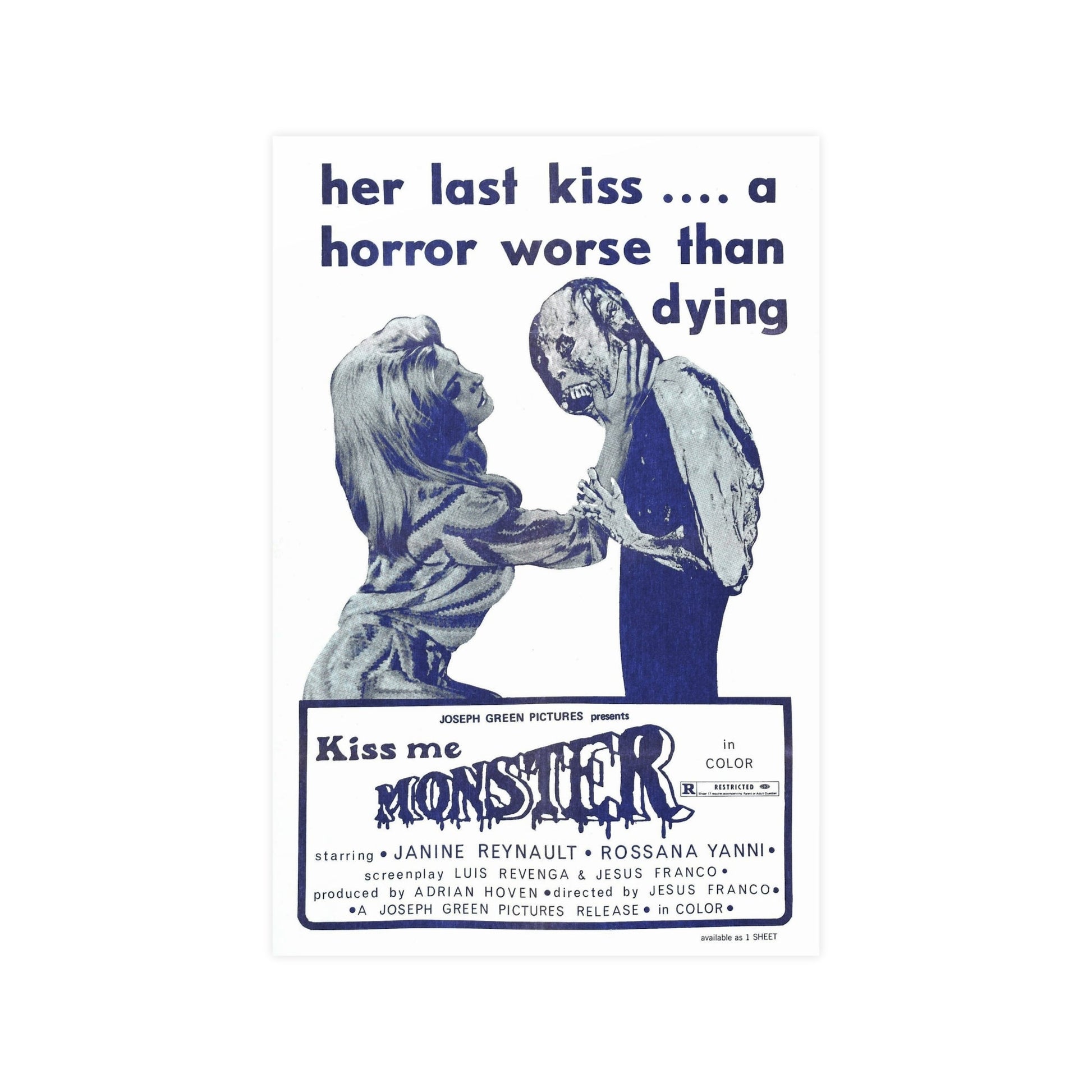 KISS ME MONSTER 1969 - Paper Movie Poster-12″ x 18″ (Vertical)-The Sticker Space