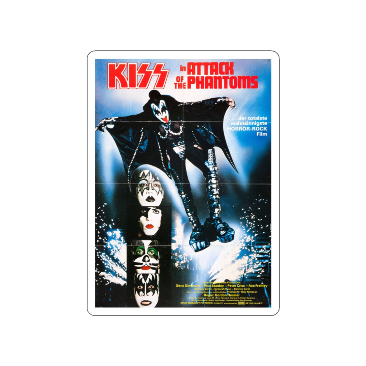 KISS MEETS THE PHANTOM OF THE PARK (GERMAN) 1978 Movie Poster STICKER Vinyl Die-Cut Decal-2 Inch-The Sticker Space