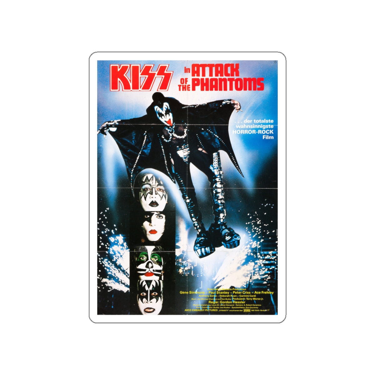 KISS MEETS THE PHANTOM OF THE PARK (GERMAN) 1978 Movie Poster STICKER Vinyl Die-Cut Decal-4 Inch-The Sticker Space