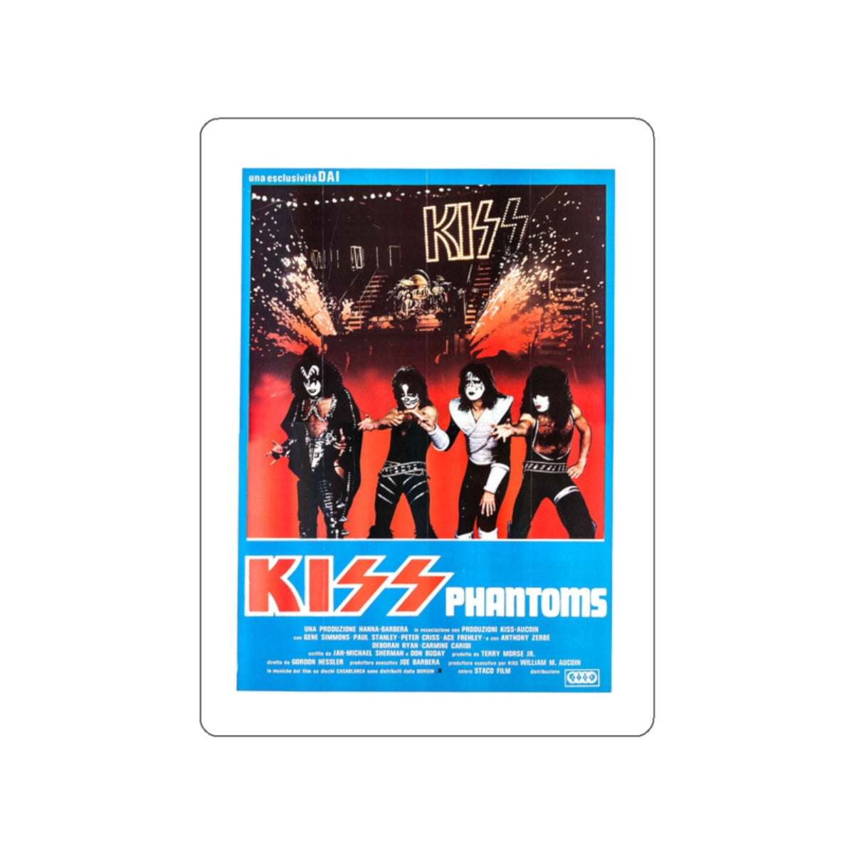 KISS MEETS THE PHANTOM OF THE PARK (ITALIAN) 1978 Movie Poster STICKER Vinyl Die-Cut Decal-2 Inch-The Sticker Space