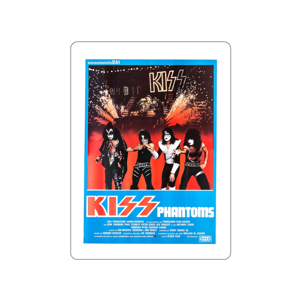 KISS MEETS THE PHANTOM OF THE PARK (ITALIAN) 1978 Movie Poster STICKER Vinyl Die-Cut Decal-3 Inch-The Sticker Space