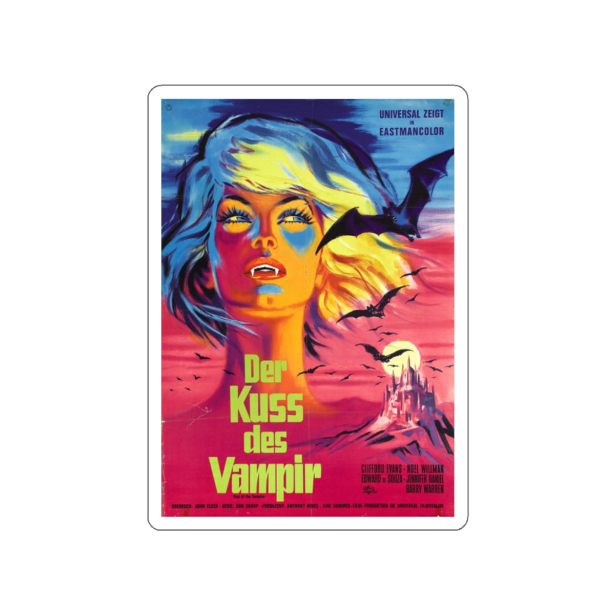 KISS OF THE VAMPIRE (GERMAN) 1963 Movie Poster STICKER Vinyl Die-Cut Decal-2 Inch-The Sticker Space