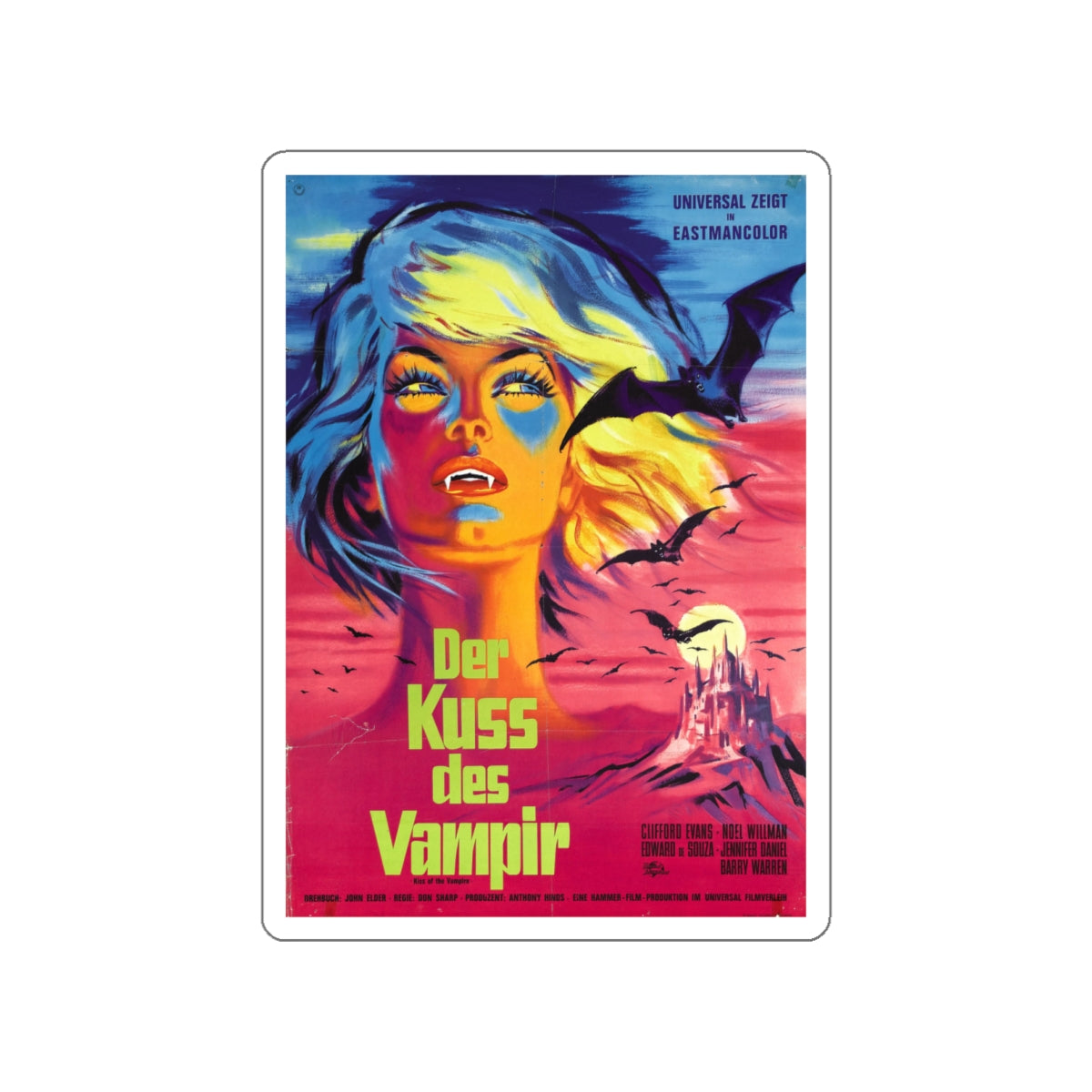 KISS OF THE VAMPIRE (GERMAN) 1963 Movie Poster STICKER Vinyl Die-Cut Decal-4 Inch-The Sticker Space