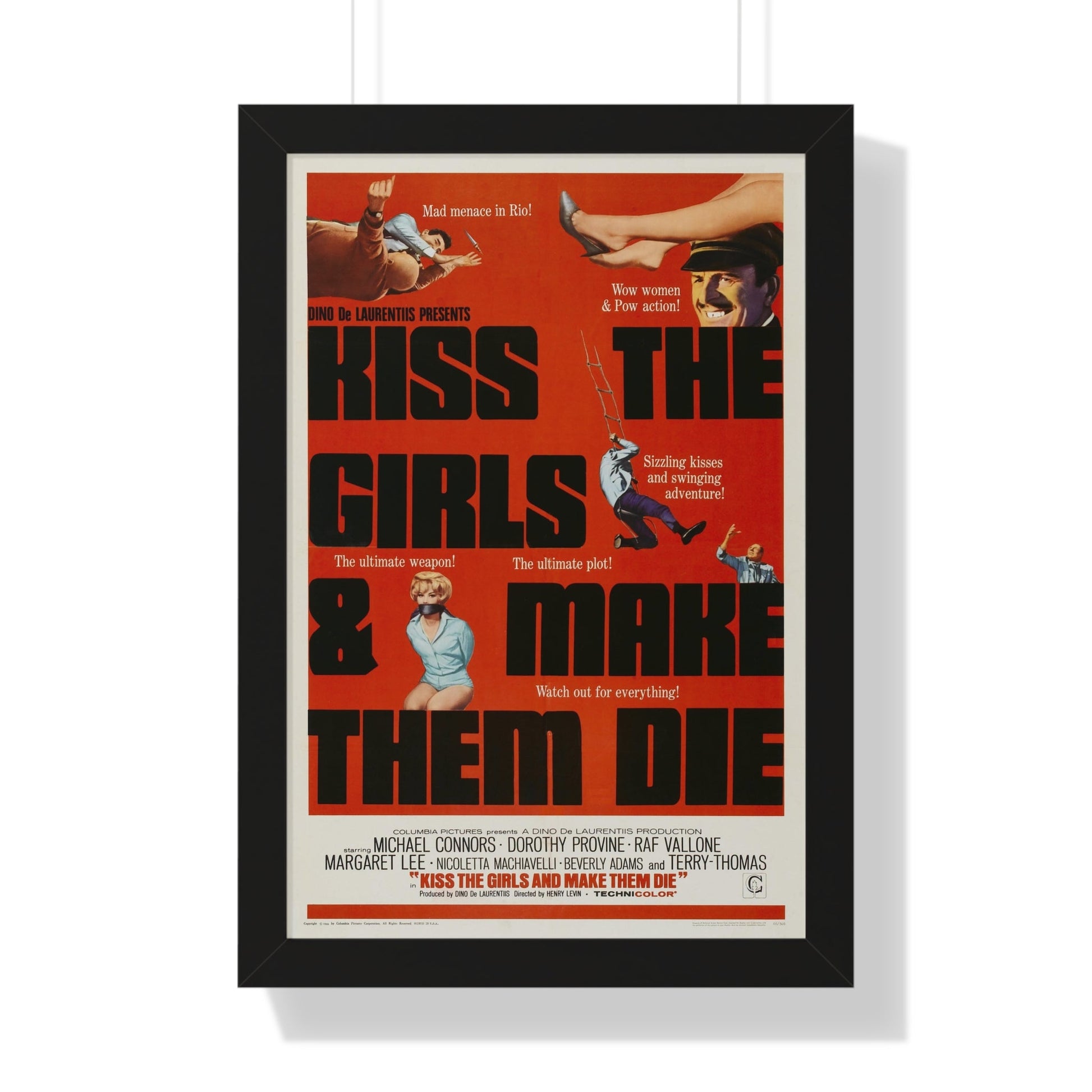 KISS THE GIRLS & MAKE THEM DIE 1966 - Framed Movie Poster-16″ x 24″-The Sticker Space