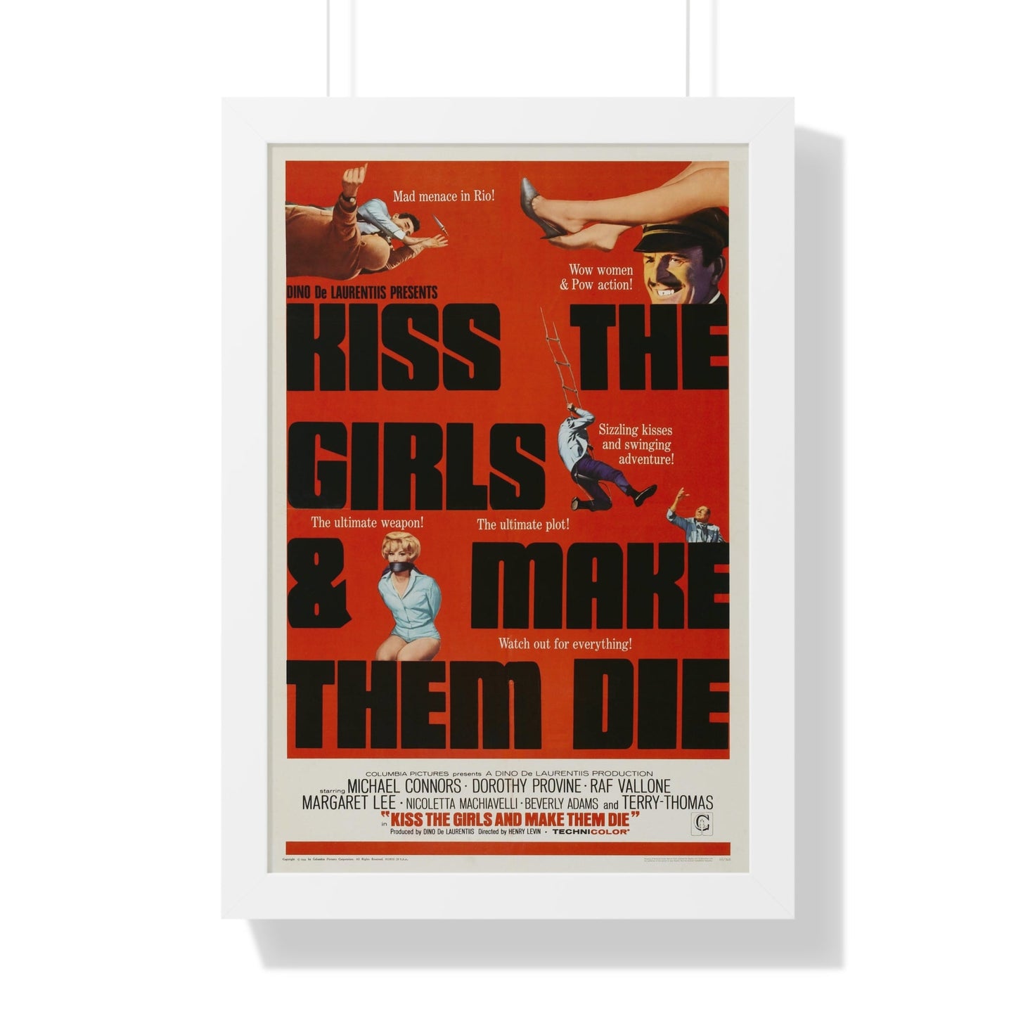 KISS THE GIRLS & MAKE THEM DIE 1966 - Framed Movie Poster-16″ x 24″-The Sticker Space