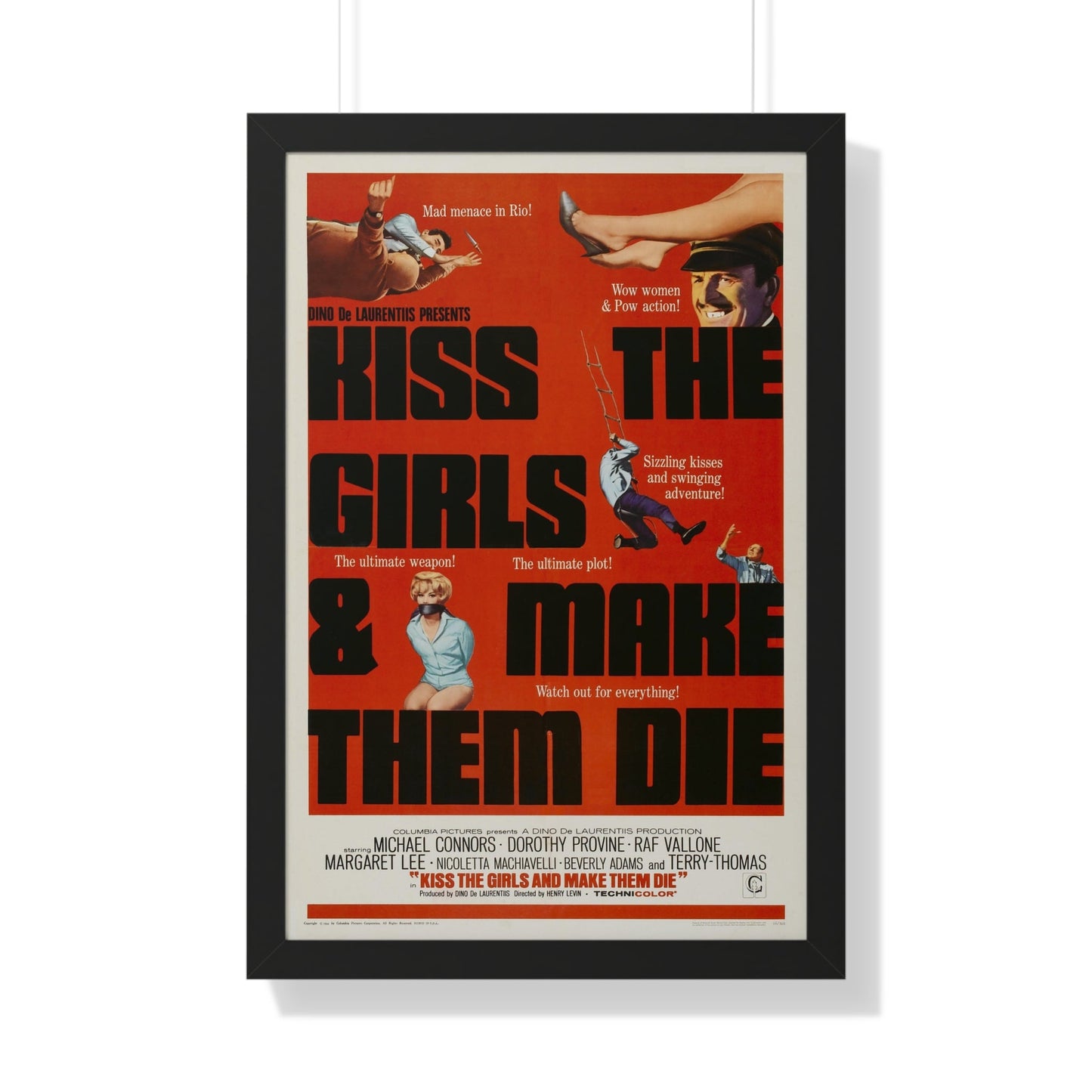 KISS THE GIRLS & MAKE THEM DIE 1966 - Framed Movie Poster-20" x 30"-The Sticker Space