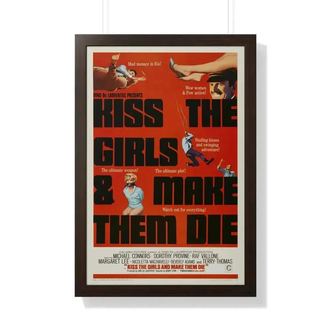 KISS THE GIRLS & MAKE THEM DIE 1966 - Framed Movie Poster 20" x 30" Walnut - The Sticker Space
