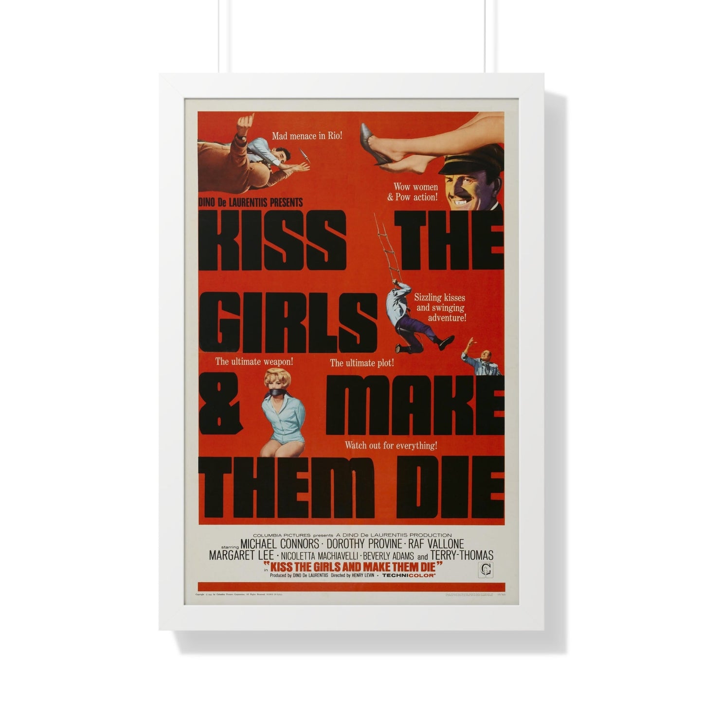 KISS THE GIRLS & MAKE THEM DIE 1966 - Framed Movie Poster-20" x 30"-The Sticker Space