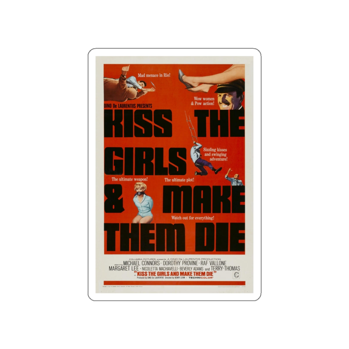 KISS THE GIRLS & MAKE THEM DIE 1966 Movie Poster STICKER Vinyl Die-Cut Decal-3 Inch-The Sticker Space