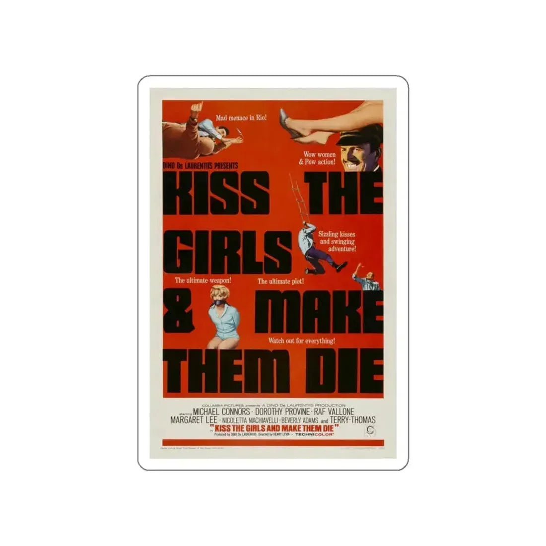 KISS THE GIRLS & MAKE THEM DIE 1966 Movie Poster STICKER Vinyl Die-Cut Decal 4 Inch - The Sticker Space