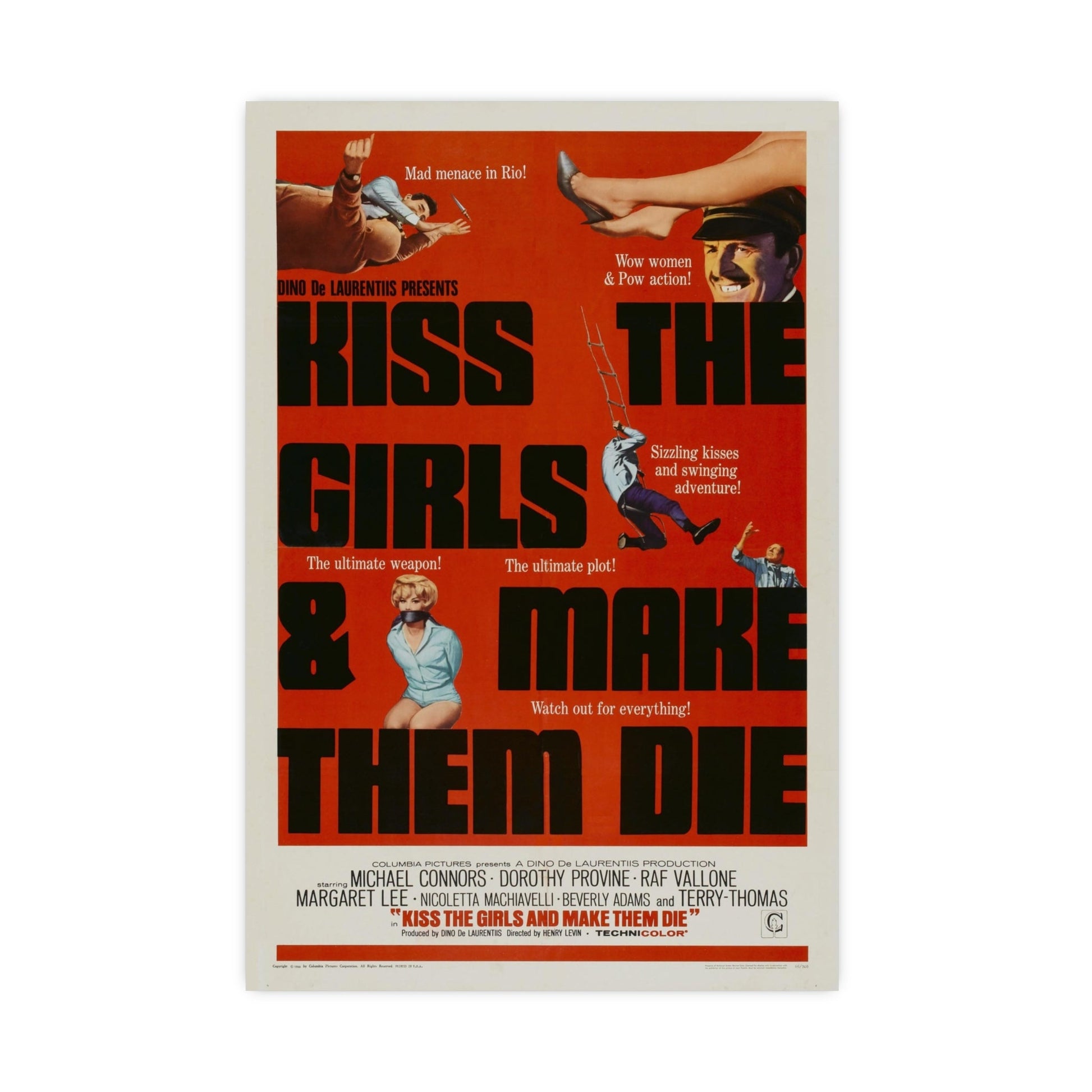 KISS THE GIRLS & MAKE THEM DIE 1966 - Paper Movie Poster-16″ x 24″ (Vertical)-The Sticker Space