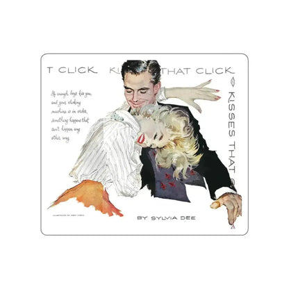 Kisses That Click, Good Housekeeping illustration (Magazine Illustration) STICKER Vinyl Die-Cut Decal White Die-Cut 3 Inch - The Sticker Space