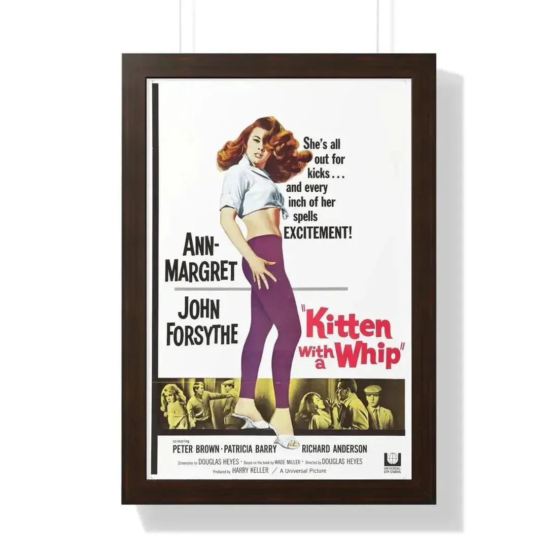 KITTEN WITH A WHIP 1964 - Framed Movie Poster 16″ x 24″ Walnut - The Sticker Space