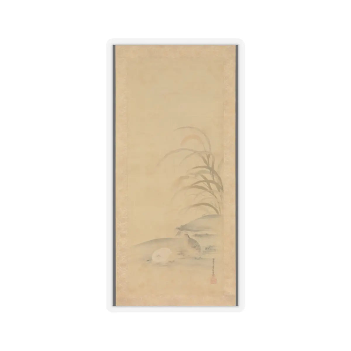 Kiyohara Yukinobu - Quail and Millet - late 17th century v1 - STICKER Vinyl Kiss-Cut Decal