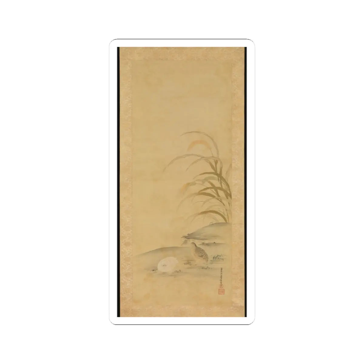 Kiyohara Yukinobu - Quail and Millet - late 17th century v1 - STICKER Vinyl Kiss-Cut Decal