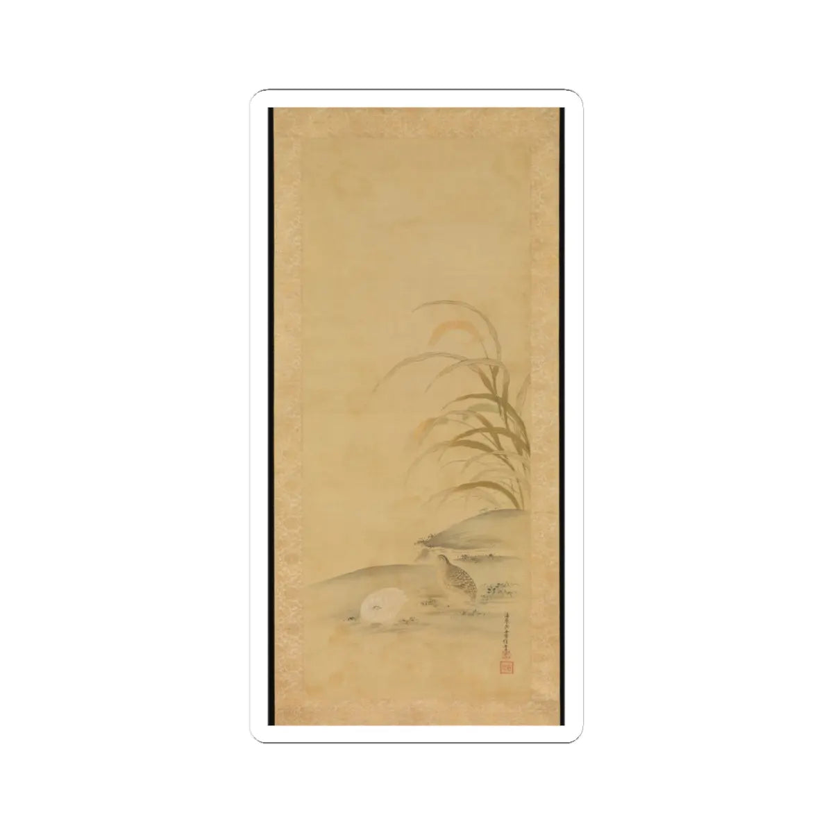 Kiyohara Yukinobu - Quail and Millet - late 17th century v1 - STICKER Vinyl Kiss-Cut Decal