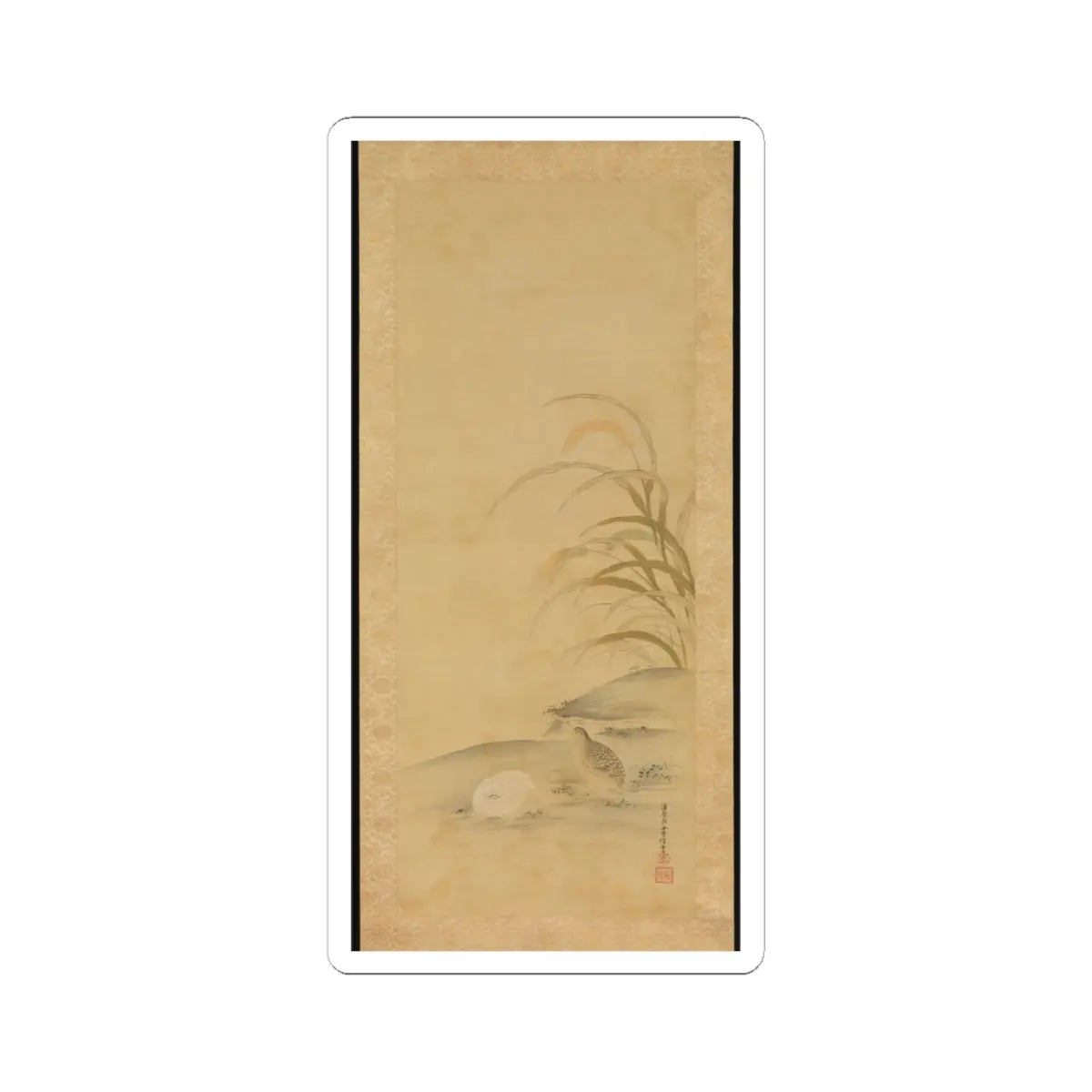 Kiyohara Yukinobu - Quail and Millet - late 17th century v1 - STICKER Vinyl Kiss-Cut Decal