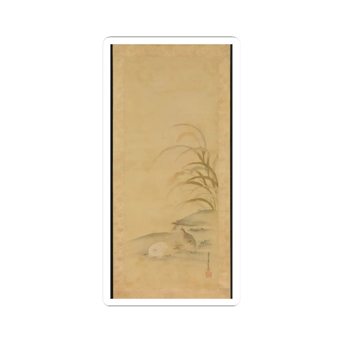 Kiyohara Yukinobu - Quail and Millet - late 17th century v1 - STICKER Vinyl Kiss-Cut Decal
