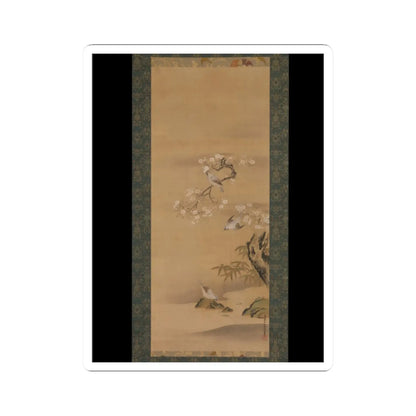 Kiyohara Yukinobu - Waxwings, Cherry Blossoms, and Bamboo - late 17th century v1 - STICKER Vinyl Kiss-Cut Decal