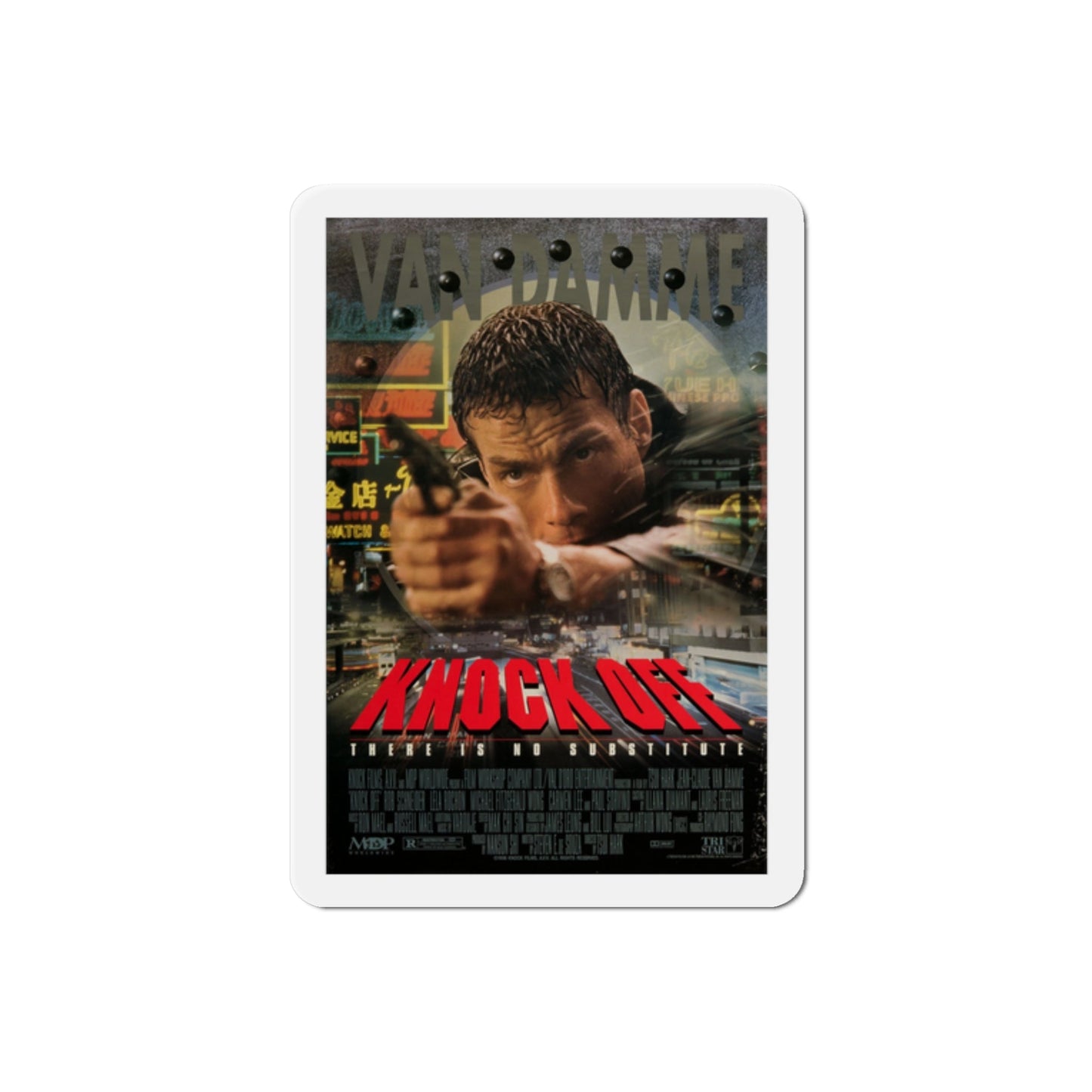 Knock Off 1998 Movie Poster Die-Cut Magnet-The Sticker Space