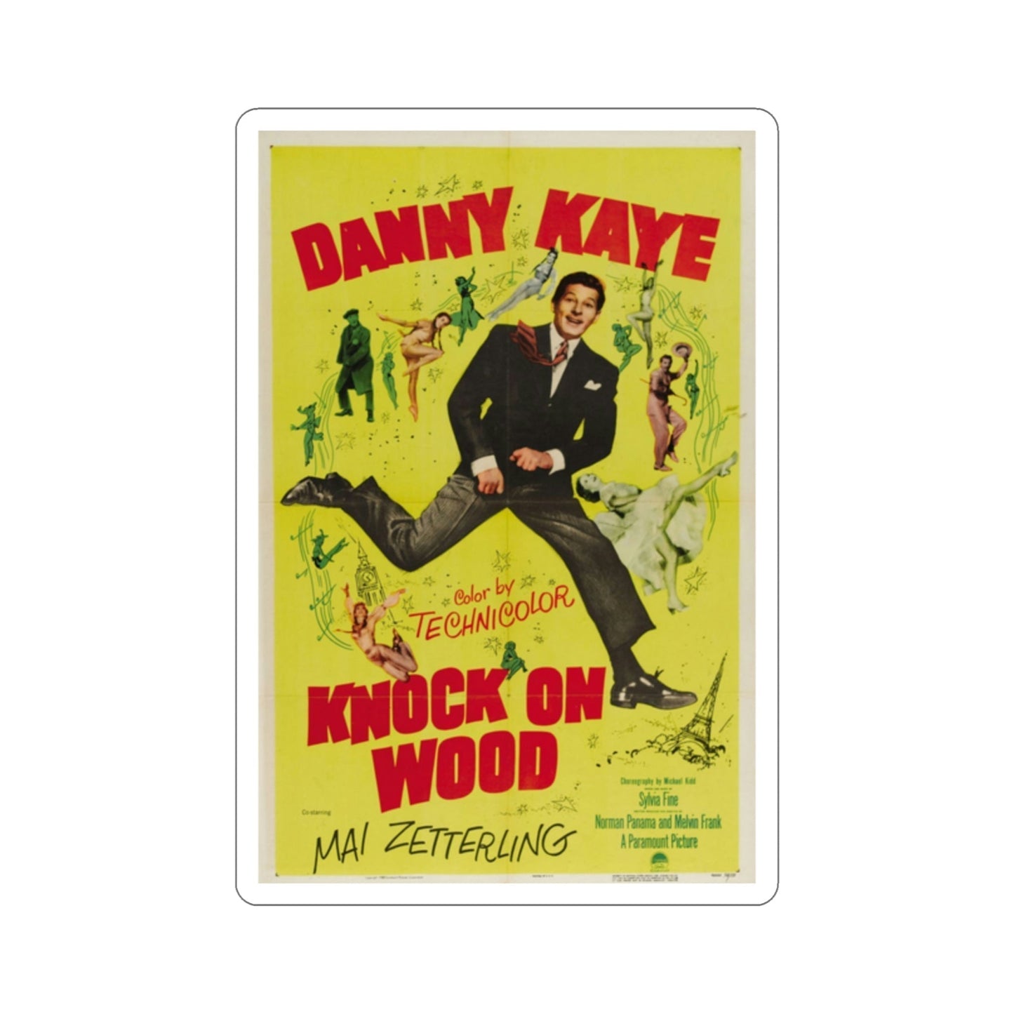 Knock on Wood 1954 Movie Poster STICKER Vinyl Die-Cut Decal-2 Inch-The Sticker Space