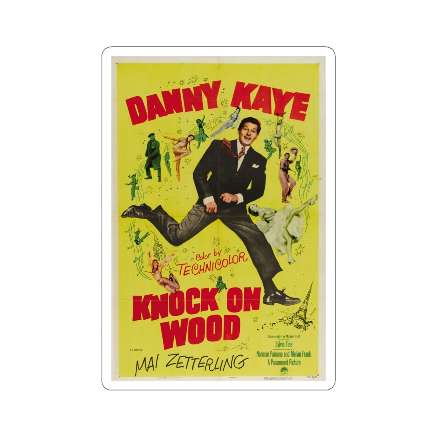 Knock on Wood 1954 Movie Poster STICKER Vinyl Die-Cut Decal-4 Inch-The Sticker Space