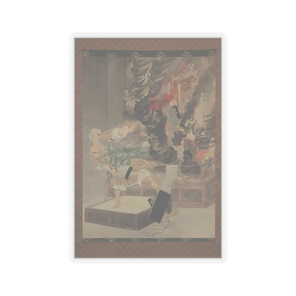 Kobayashi Kiyochika - The Fury of Monk Raigō - ca. 1900 v4 - STICKER Vinyl Kiss-Cut Decal